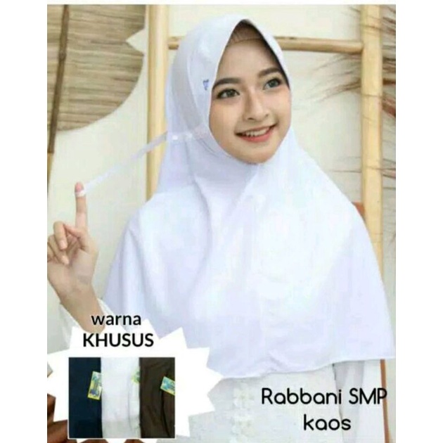 kerudung Sekolah Anak/Jilbab Sekolah UKURAN (L) SERUT RABBANI PITA ATAS SD-SMP kls 2