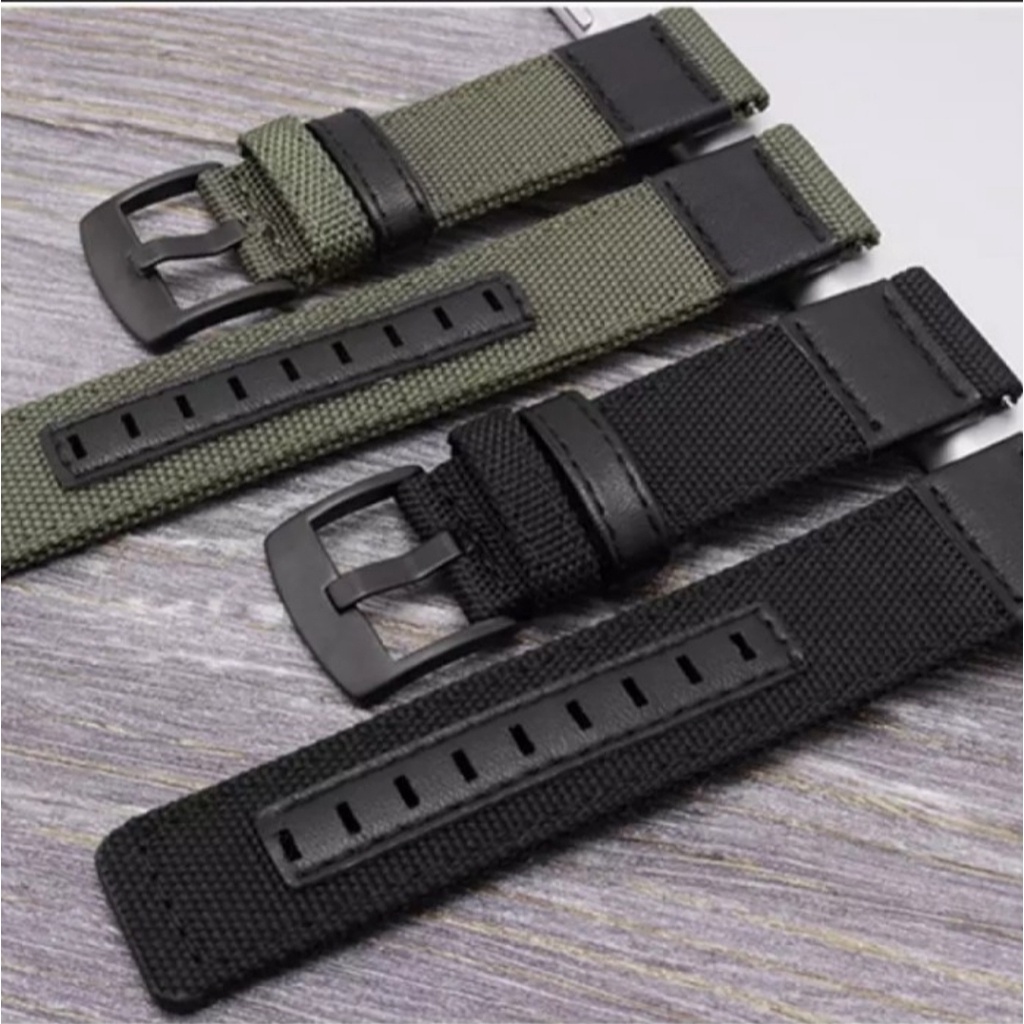 Strap Nylon Motif Kulit Samsung Galaxy watch 3 4 5 41mm 42mm CLASSIC ACTIVE 1 2 Amazfit Bip u gts 2 gtr 42mm huawei gt 2 3 42mm Haylou Ls01 Ls02 rs4 eggel tempo 2 Tali jam 20mm