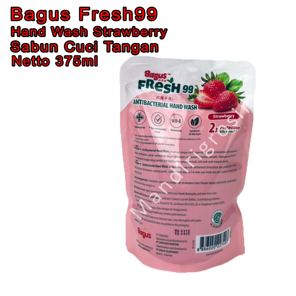 Hand Wash Strawberry *Bagus Fresh99 * Sabun Cuci Tangan * 375ml