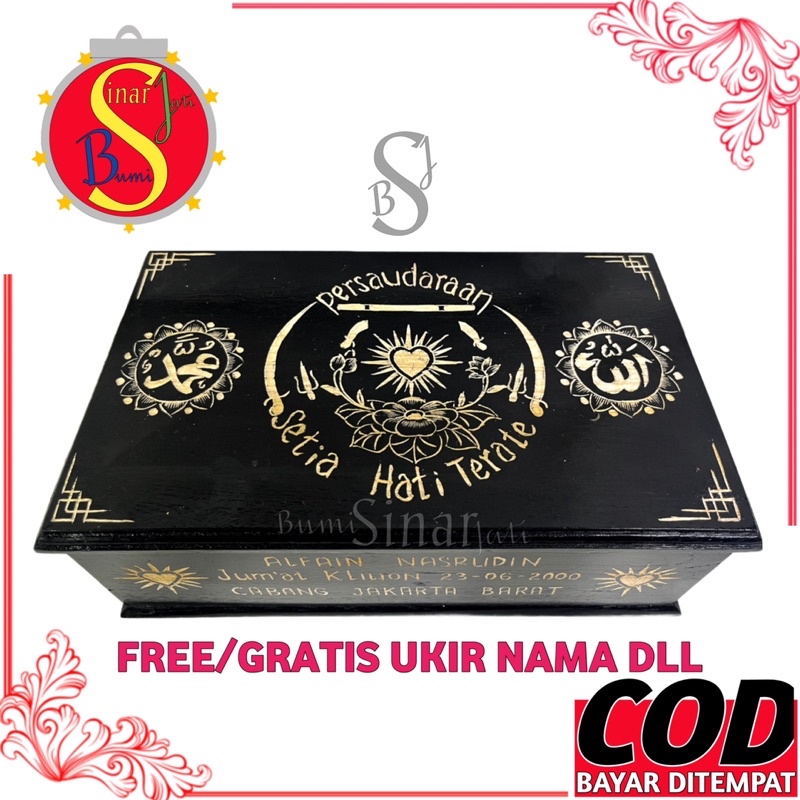 (COD) Kotak Mori PSHT Kayu Jati - Tempat Mori Psht Terate - Wadah Sabuk - Tempat Mori PSHT Ukir MOTI