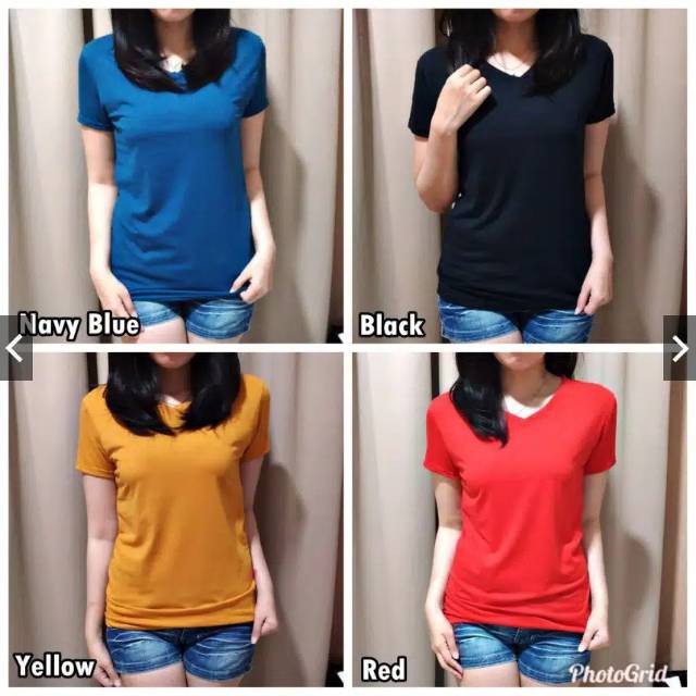 GHINA FASHION KAOS VNECK PENDEK | TSHIRT KAOS POLOS V-NECK PENDEK
