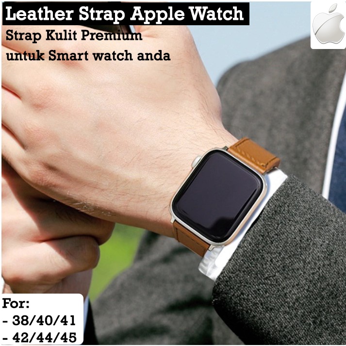 Strap Leather Kulit Apple Watch Jam Gelang 40 41 42 Rantai Milanese 45 38 iWatch Seri 1 2 3 4 5 SE 7