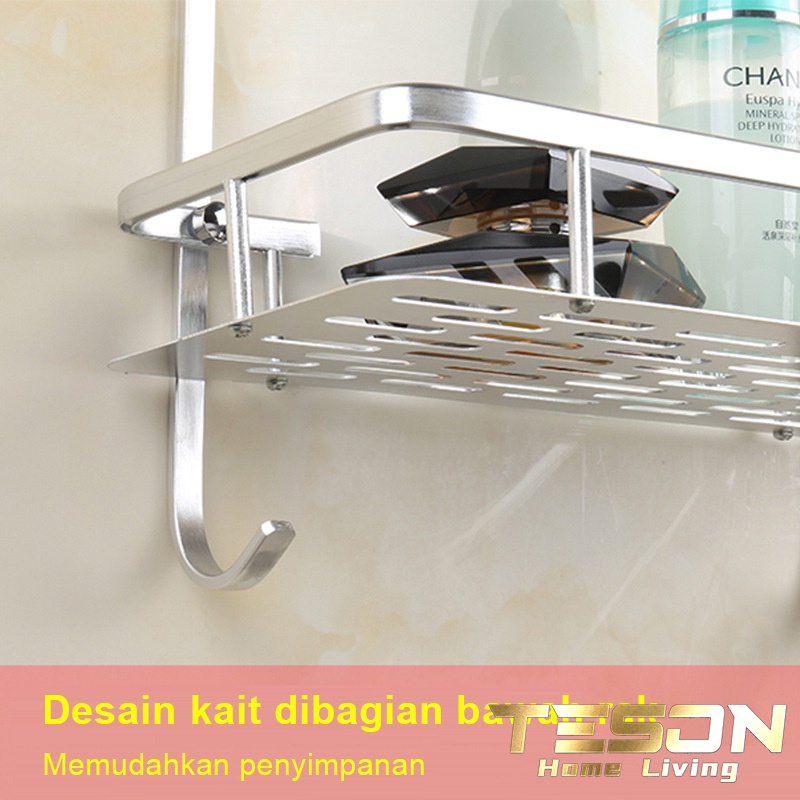 Rak dinding Segiempat Kamar mandi 2 Susun Aluminium