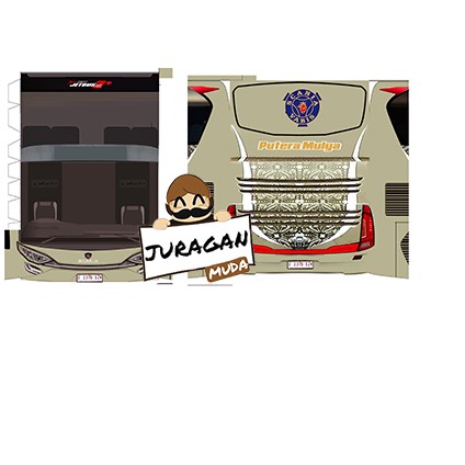 DIY Miniatur Bus Putera Mulya Double Decker Papercraft Skala 20