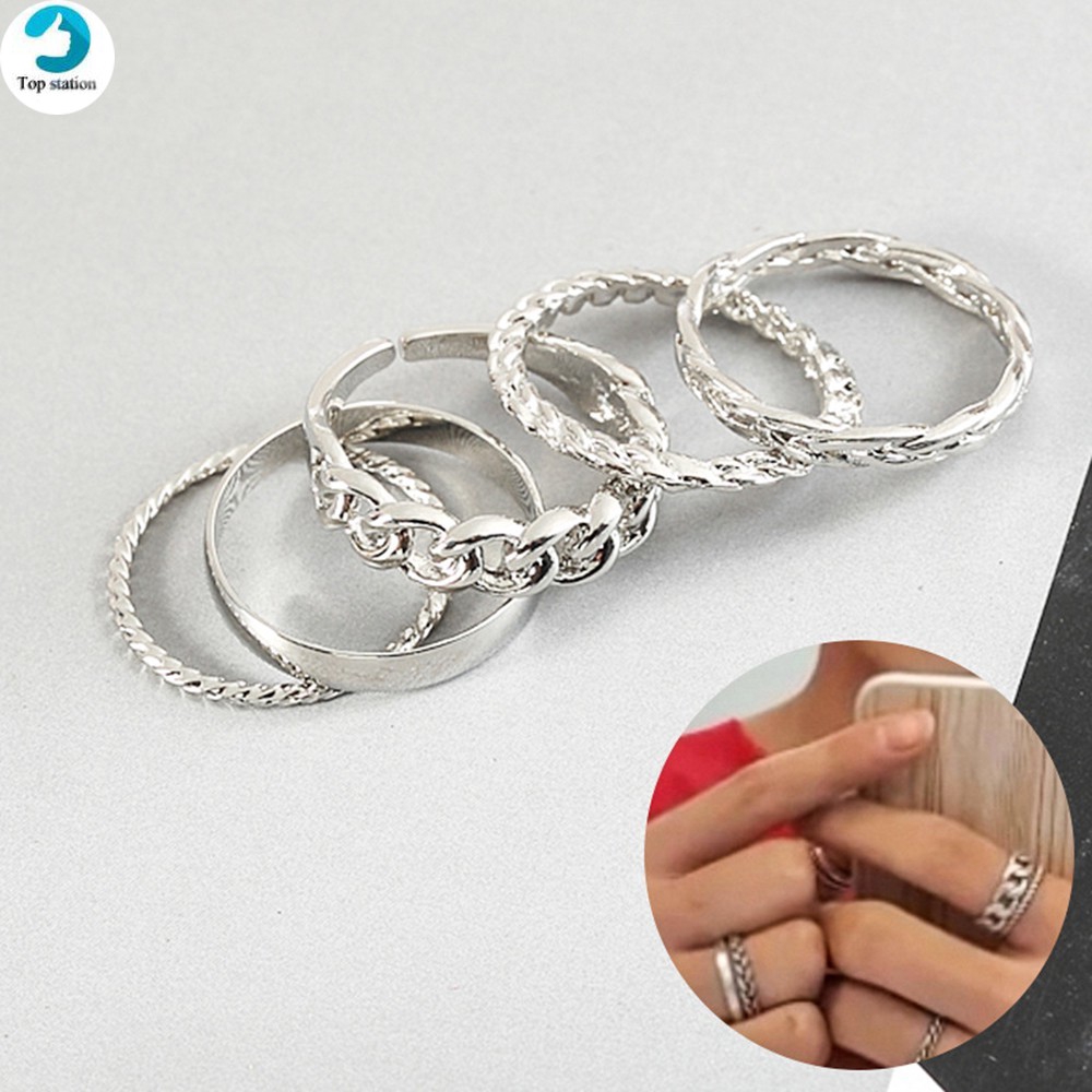 【COD Tangding】5pcs/set BTS Kim Tae Hyung Same Style Rings Korea Fashion Jewellery Decor