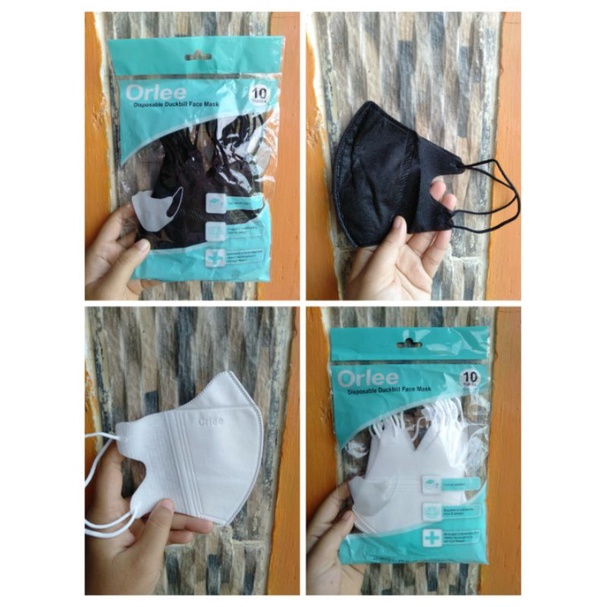 Masker Orlee Duckbill isi 10 pcs Ready warna hitam & warna putih