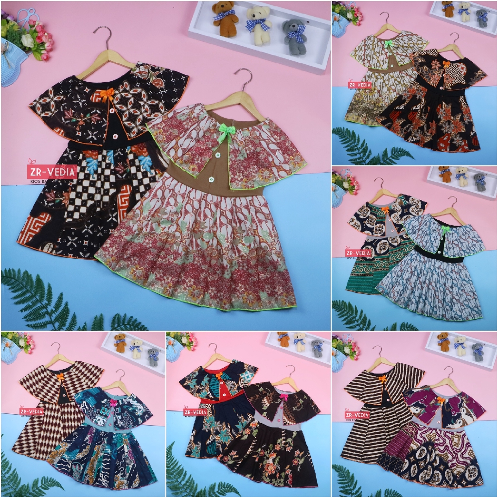 Dress Irene size 3-4 Tahun / Dres Batik Cape Balita Perempuan Murah Baju Anak Cewek Katun Adem Gaun