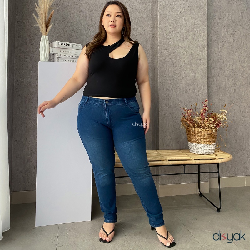 DISYAK-JUMBO High Waist Skinny Jeans Raven 0014-0414