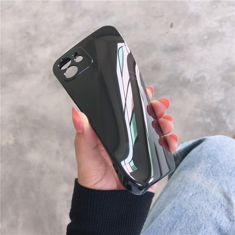 Soft Case TPU Glossy Premium Warna Hitam Untuk iPhone 14 13 12 11 Pro X XS MAX XR Se207 8 Plus