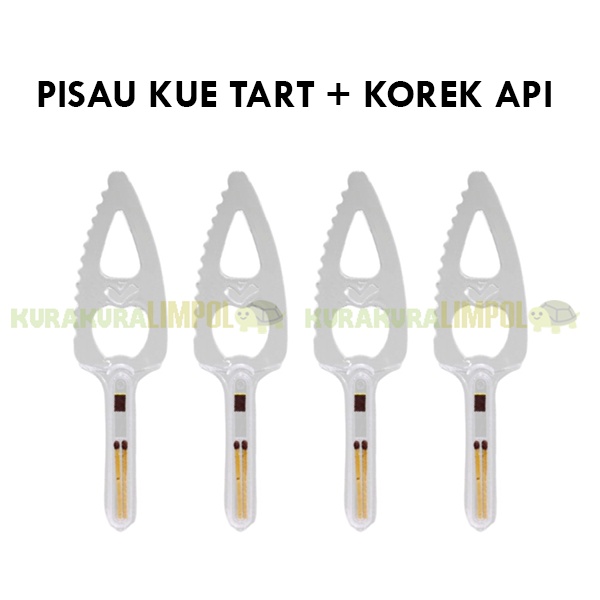 Pisau Kue + Korek Api Kayu Pisau Cake Tart Plastik Bening Transparan