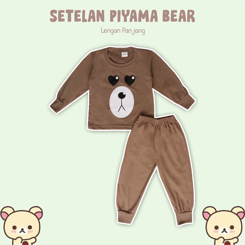 Owlet - setelan anak / piyama anak bergambar / piyama panjang / baju tidur anak