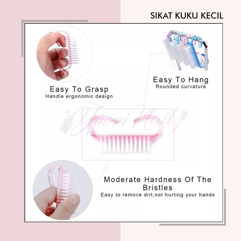 Sikat kuku mini nail brush manicure pedicure pembersih debu kuku kikir nails buffer