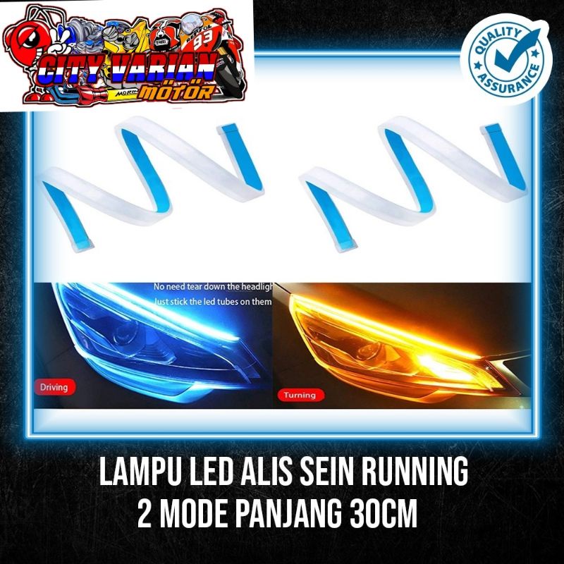 Lampu Alis LED slim alis DRL fleksibel waterproof 12v 60cm 30cm 2 mode running motor mobil Lampu LED