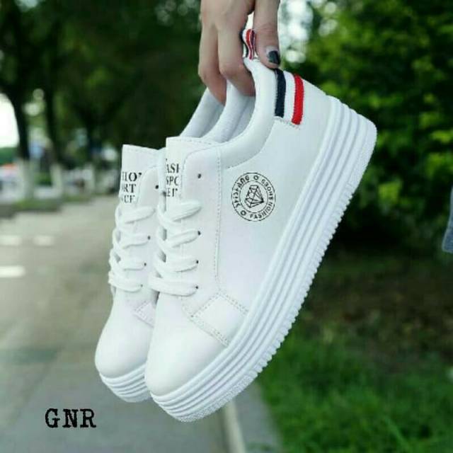 Sepatu wanita sneaker santai cewek ootd korea - putih