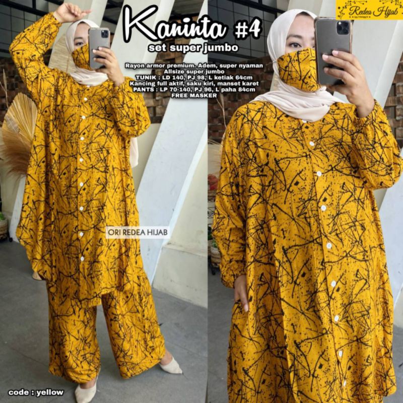 SETELAN SUPER JUMBO KANINTA #4 LD 140 ORI by REDEA HIJAB ONE SET BAJU CELANA SETCEL BIG SIZE MURAH