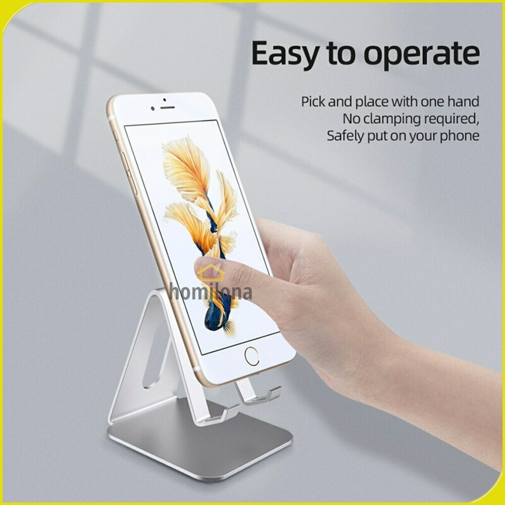 Smartphone Tablet Stand Holder Bahan Aluminium - ACCEZZ Y017 - Silver