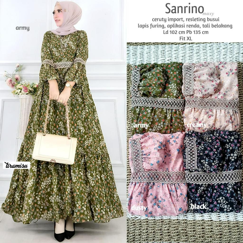 SANRINO DRESS / 10.7 / BAHAN CERUTY PREMIUM / LD 102 CM / PB 135 CM / ALLSIZE FIT TO XL / TIRAMISU