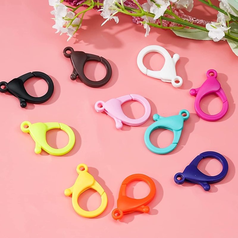 12pcs / Pak Gesper Kait Rantai Kacamata / Gelang / Kalung DIY Bahan Plastik Ukuran 25 / 35mm