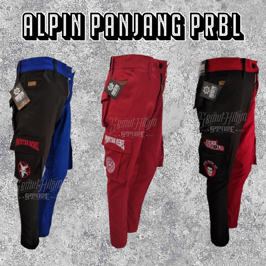  Celana  Cargo Panjang Kempol Alpin  PDL Punk Warna Merah 