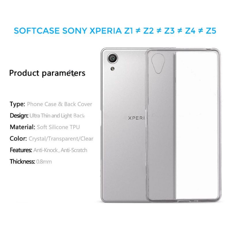 Case Sony Xperia Z5 Z4 Z3 Z2 Z1 Tpu silikon sony Z5 Z4 Z3 Z2 Z1 transparan case sony Z series bening