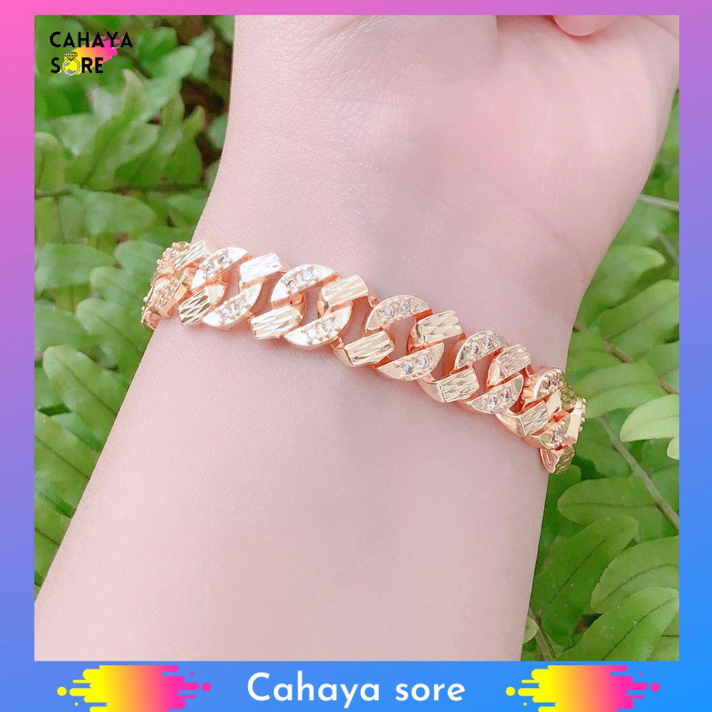 Gelang Xuping Gold Gelang Tangan Dewasa Rantai Permata Cantik G36