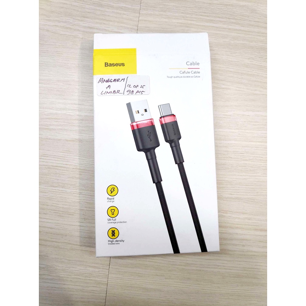 Baseus Cafule Kabel Charger USB Type C QC3.0 2 Meter - CATKLF-CG1