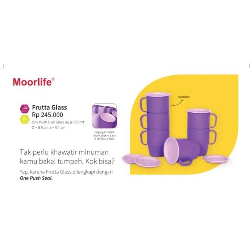 Moorlife Frutta Glass / Gelas / Cangkir/Vetro Glass/Promo/BPA Free/Garansi Seumur Hidup