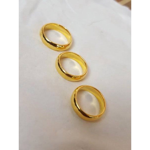 Cincin Titanium Polos Couple Wanita Pria warna emas TEBAL Harga Satuan