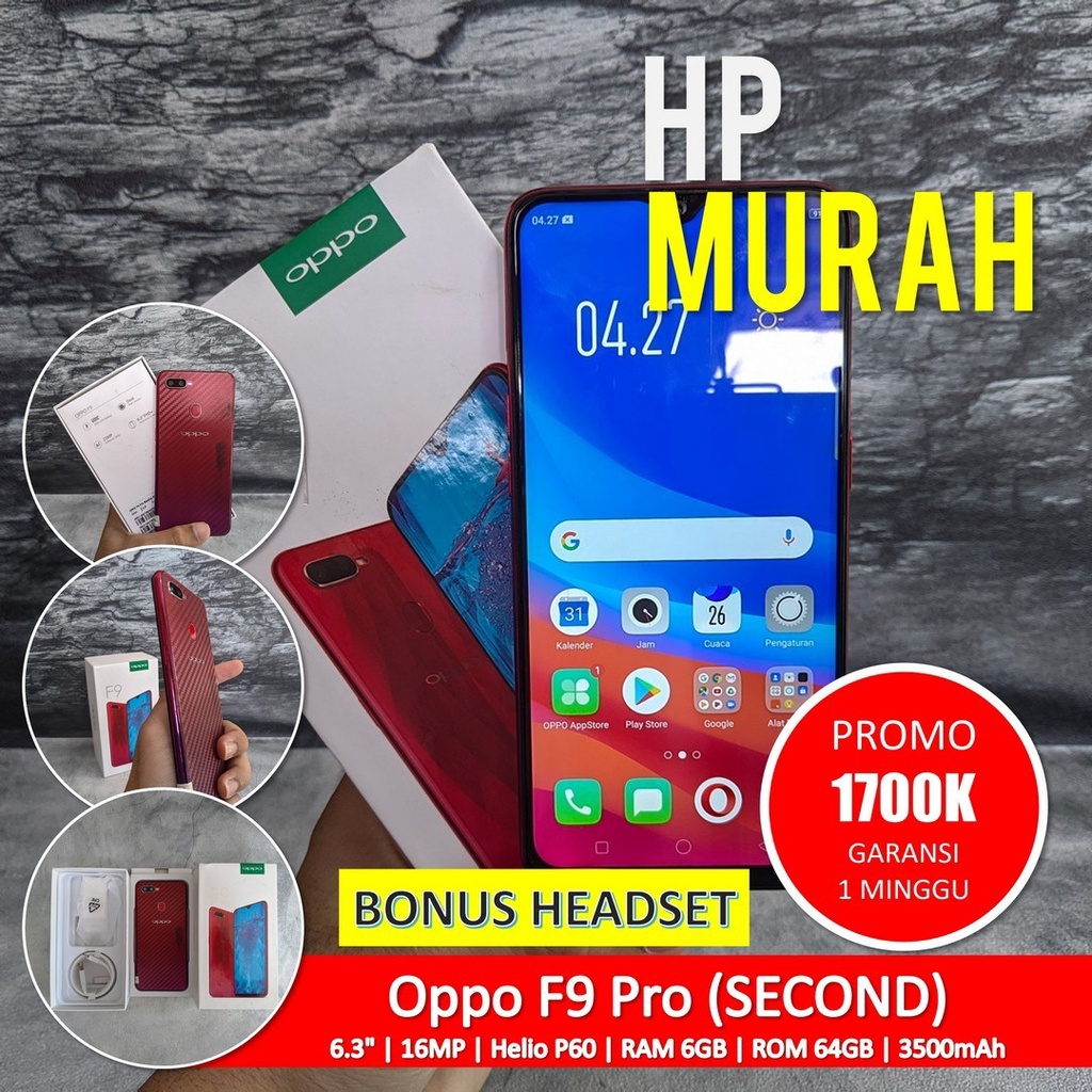 [Bisa COD] Oppo F9 Pro 6/64GB Siap Pakai  – Android Second Seken Bekas Handphone Murah