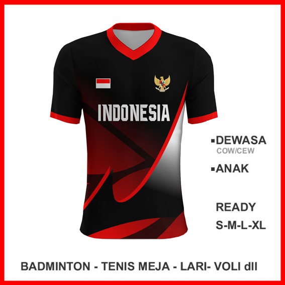 Baju Kaos Jersey Olahraga Badminton Pingpong Lari Volly 1977 - Badminton Pria Wanita