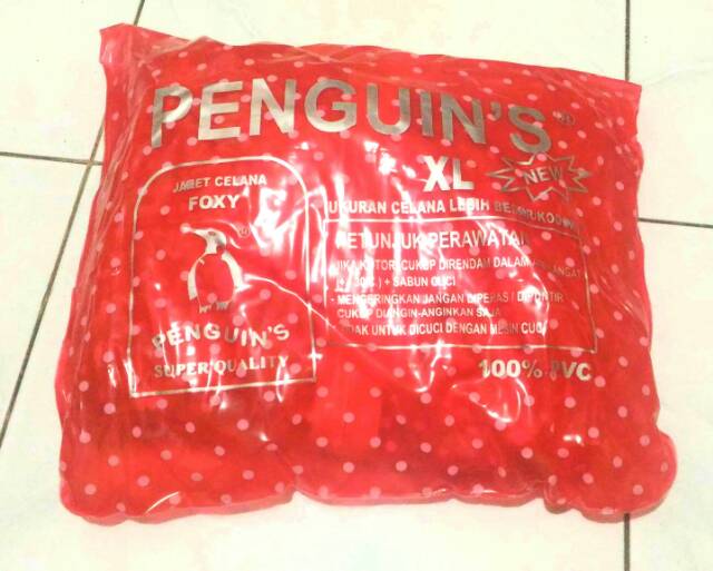 Jas Hujan Setelan JAKET CELANA Polkadot FOXY penguins