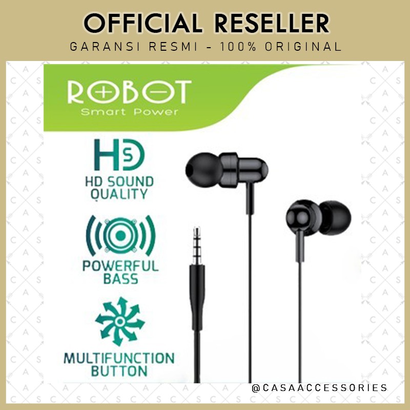 Robot RE20 Simple In-Ear Earphone Deep Bass Ultra Light Wired Termurah