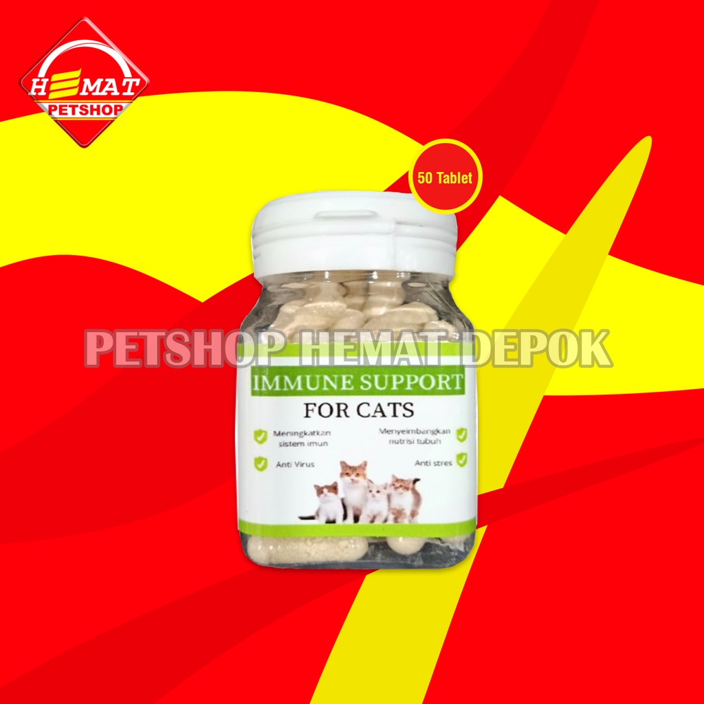 Vitamin Daya Tahan Tubuh Suplemen Kucing Immune Support Cat 50 Butir