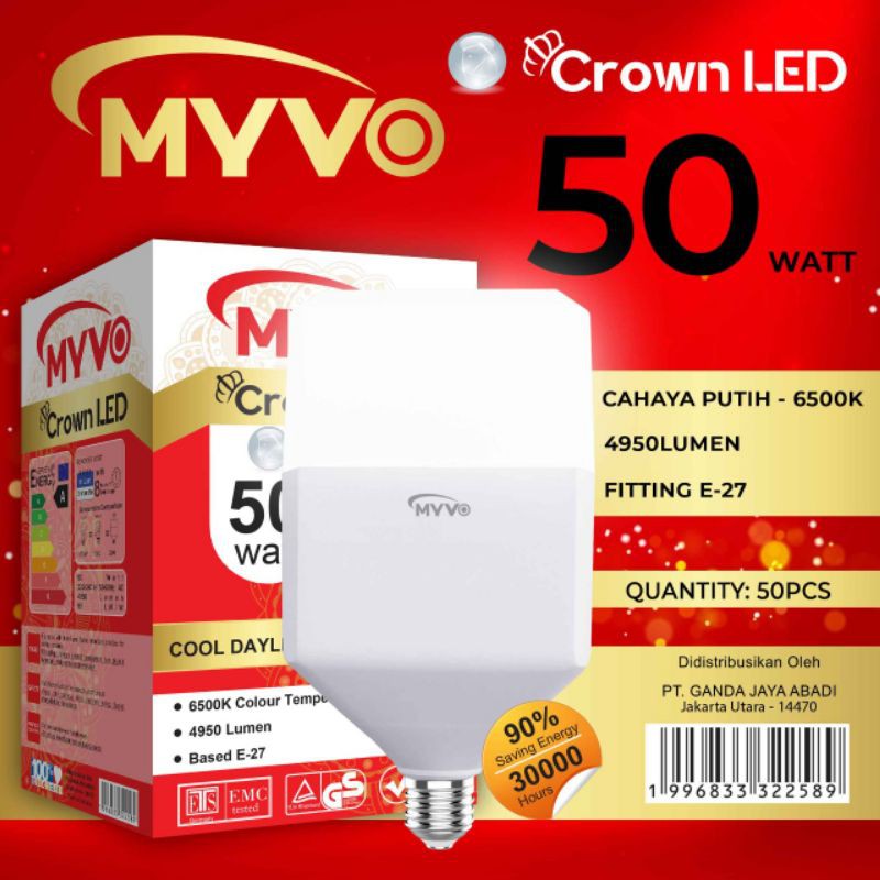 Lampu LED MYVO Crown 40 Watt / 50 Watt/ Garansi 1 Tahun