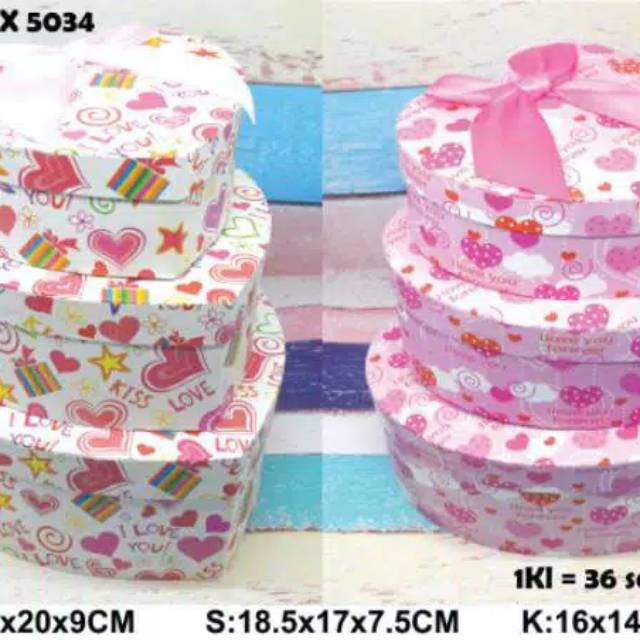 KOTAK KADO BENTUK LOVE ISI 3 PCS KODE 5034 s1