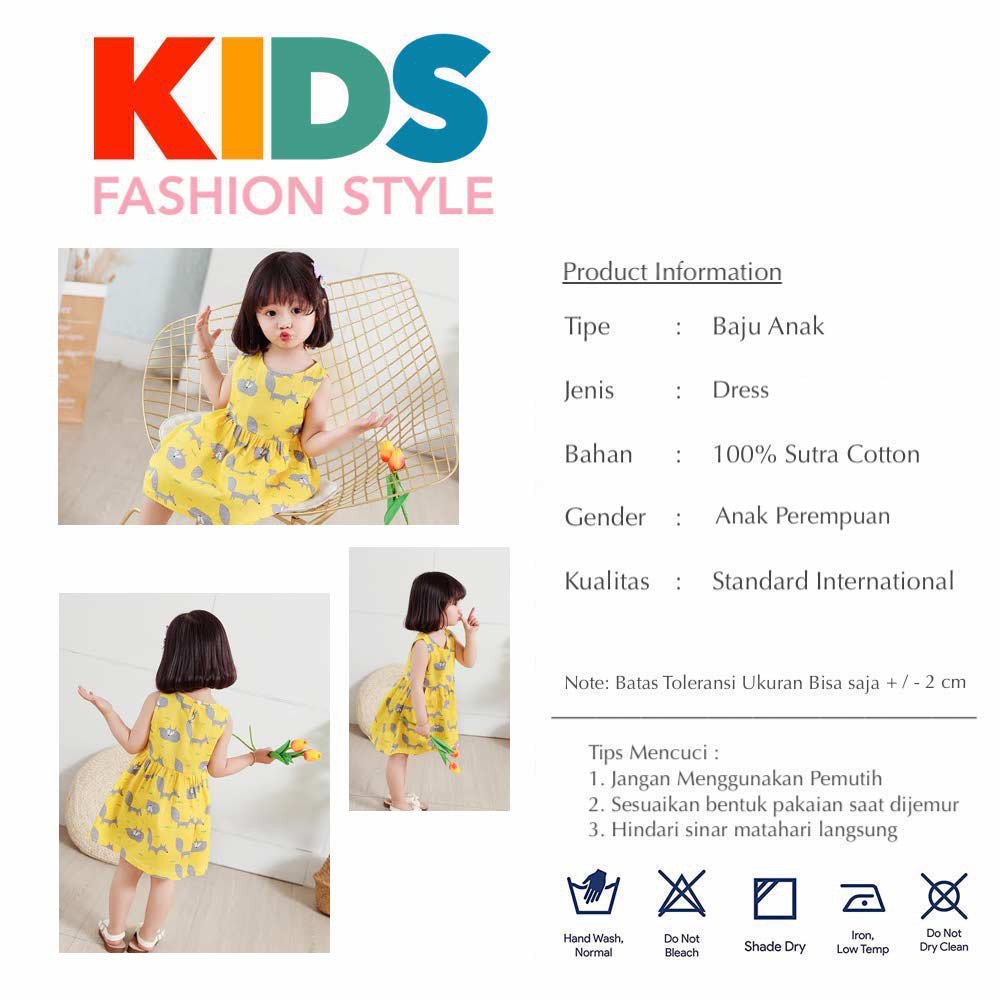 Dress Katun [ Fox ] Anak Perempuan [ Usia 2 -5 Tahun ] HM789