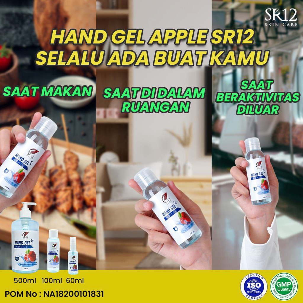 PROMO HAND SANITIZER GEL APPLE SR12 BPOM ORIGINAL / HS AMAN BERBPOM / THE NEW NORMAL (kemasan Lama)