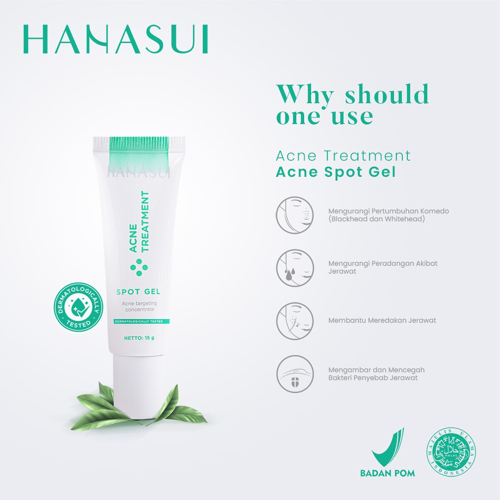 HANASUI Acne Treatment Spot Gel Indonesia / Acne Targeting Concentrate 15g / Obat Totol Jerawat Wajah Kulit Muka / Perawatan Berjerawat Ampuh Krim / Skincare Face Facial Wash Cleanser Toner Essence Serum Day Night Cream / Paket Flawless Glow 10 Series