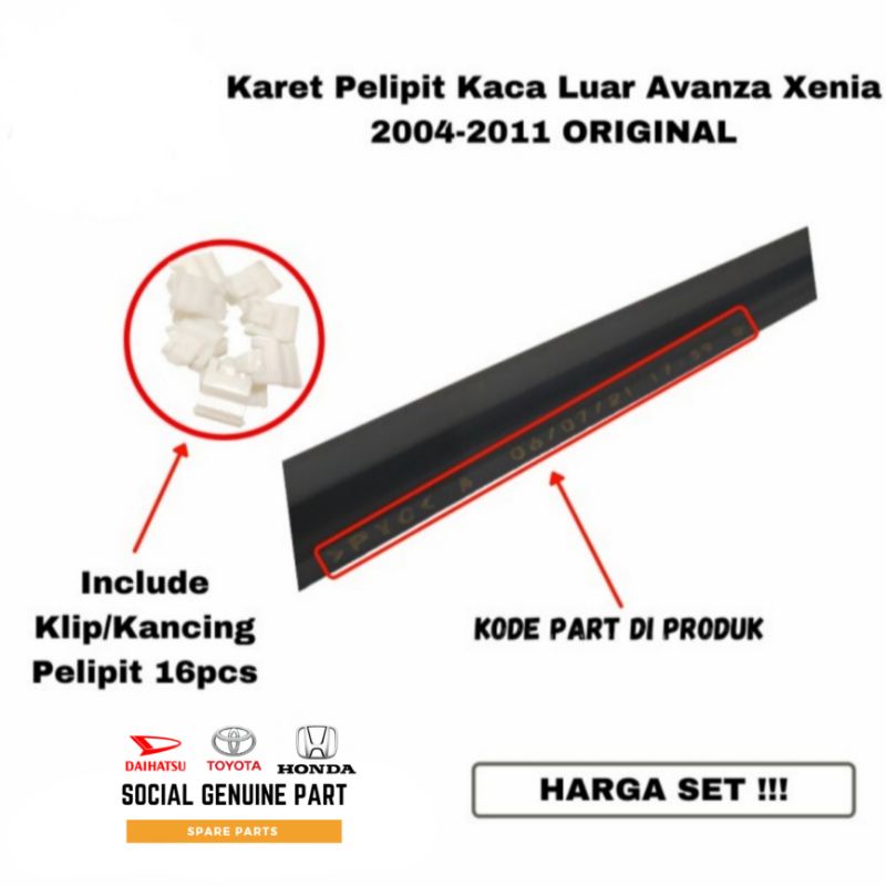 Karet pelipit list lis kaca wheater strip all new avanza xenia 2012-2019 original