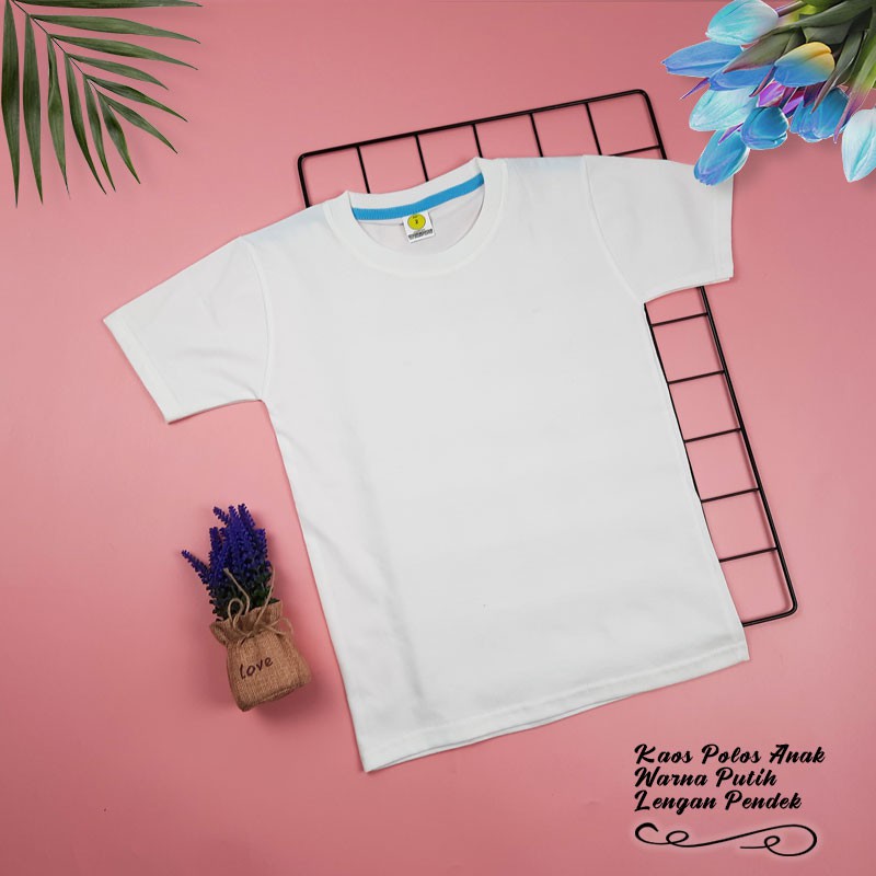 KAOS POLOS ANAK PREMIUM COTTON  | KAOS UNISEX BISA COWOK CEWEK | WARNA PUTIH - LENGAN PENDEK