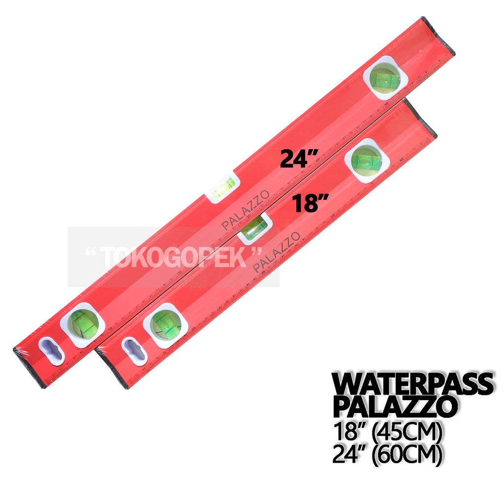 WATERPASS PALAZZO MAGNET 18&quot;/24&quot; MERAH - ALUMINIUM TORPEDO LEVEL