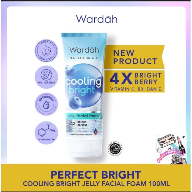 ☃Cutezz_Ching1☃Wardah Perfect Bright Cooling Bright Jelly Facial Foam 100ml