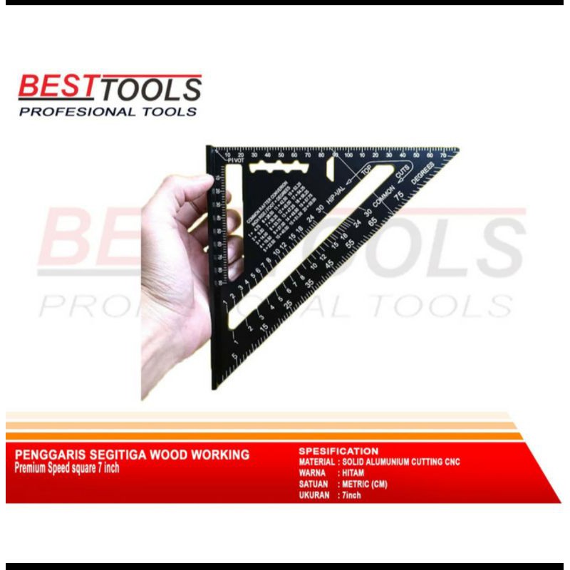 

Speed Square 7 inch Penggaris siku segitiga tukang Hitam