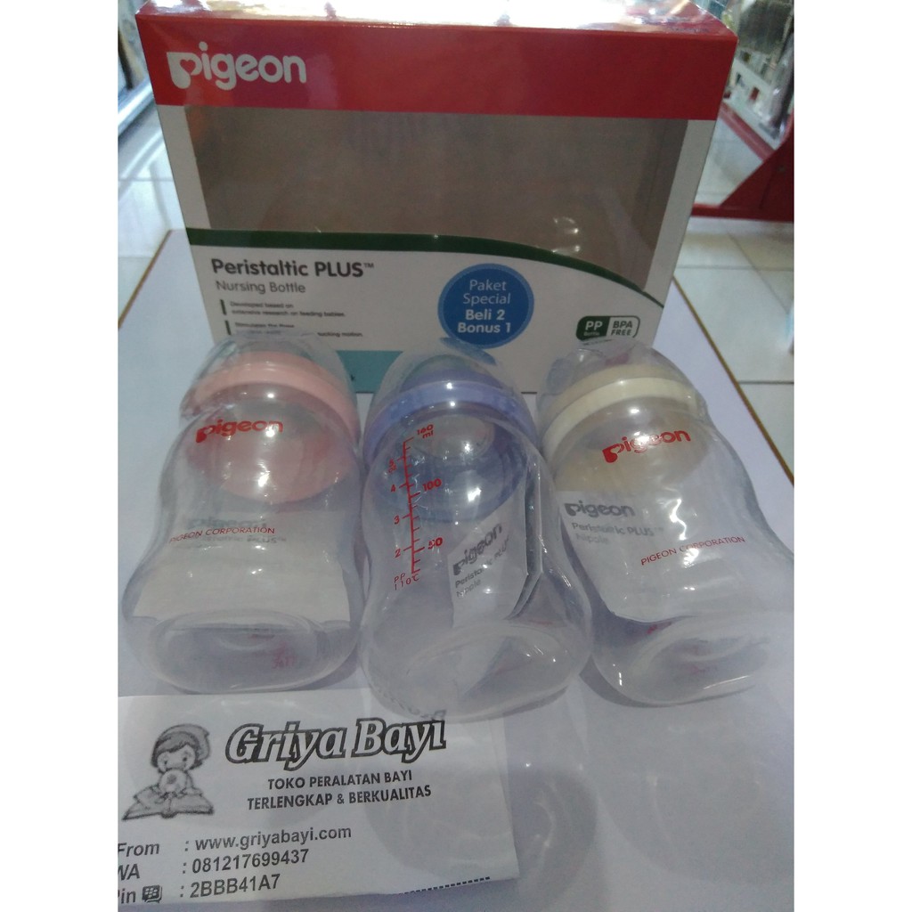 Pigeon Paket Botol Wide Neck 160ml beli 2 gratis 1