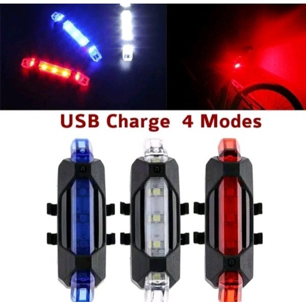 Lampu Sepeda LED Depan Belakang Rechargeable USB Waterproof