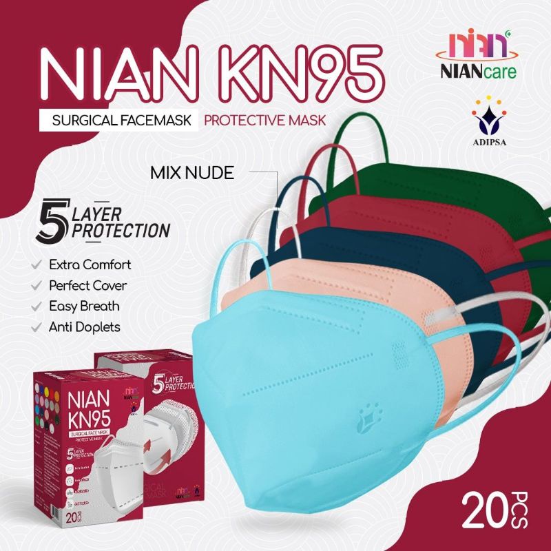 Masker Medis KN95 / Nian Care KN95 5 PLY isi 20 - MIX NUDE