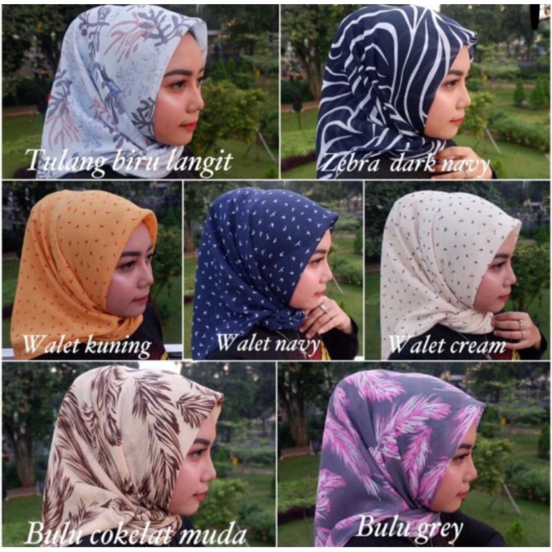 HIJAB SEGIEMPAT MOTIF / KERUDUNG SEGI EMPAT MOTIF  / DOUBLE HYCON PREMIUM / JILBAB / KERUDUNG MURAH
