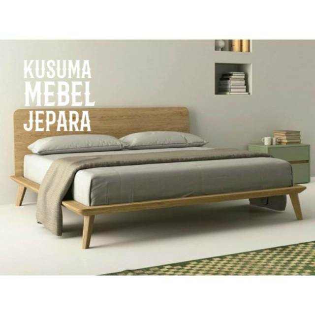 Dipan Tempat Tidur Queen Minimalis Kayu Jati Dengan Ranjang Sorong (Panjang 200cm, Lebar 160cm)