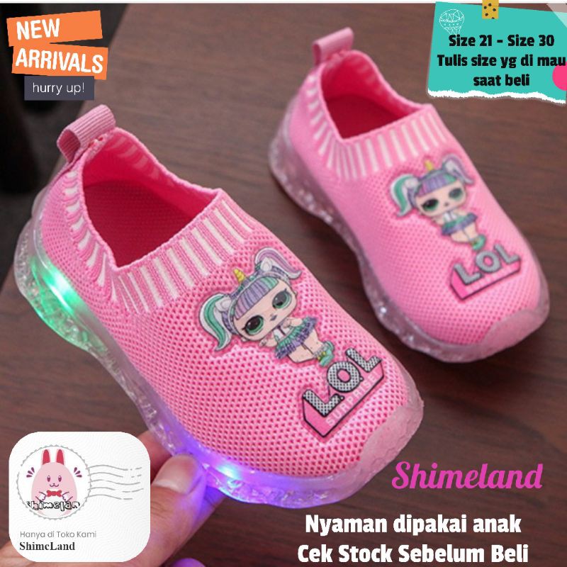 Sepatu Anak Perempuan Led LoL dan Lol Unicorn Girls