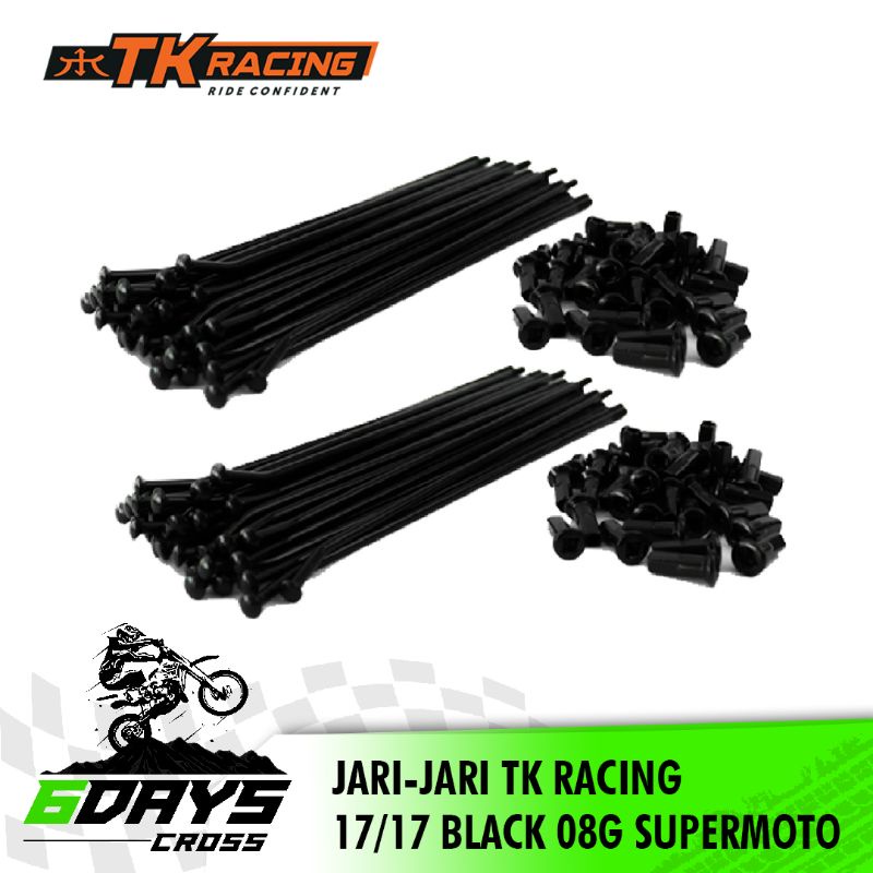 JARI-JARI TK RACING BLACK 08G RING 17/17 JARI-JARI SET DEPAN BELAKANG SUPERMOTO